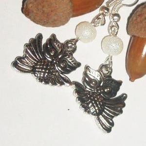 Silver Owl Beaded Earrings