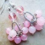 Pink Bead Wire Wrap Earrings