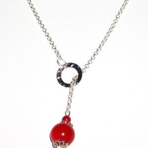 Lariat Red Bead Necklace