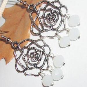 Flower Crystal Wire Wrap Earrings