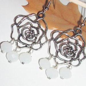 Flower Crystal Wire Wrap Earrings
