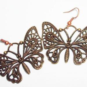 Bronze Butterfly Big Earrings