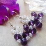 Purple Crystal Beadwork Earrings