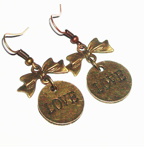 Buy 4 - Get 1 Pair Earrings ..love Bronze Bow Tie Metal Earrings-affordable Gift