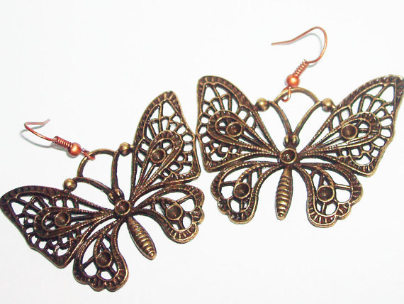 Bronze Butterfly Big Earrings