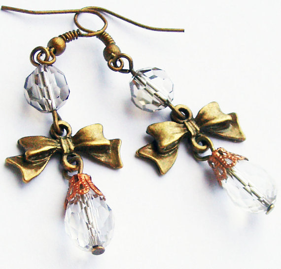 Dangle Bronze Crystal Earrings