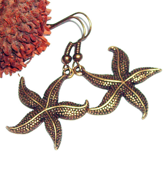Bronze Starfish Charm Earrings